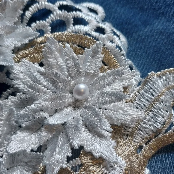 Venus Women's Floral And Pearl Embellished Skinny Jeans Size 16 - Picture 8 of 14